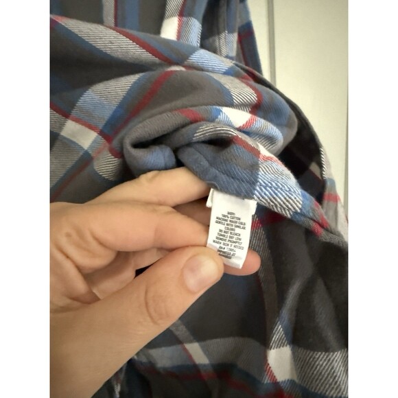Bonobos Flannel Shirt M Medium Gray Blue Red Plaid Stretch Slim Fit Button Up - Picture 6 of 9